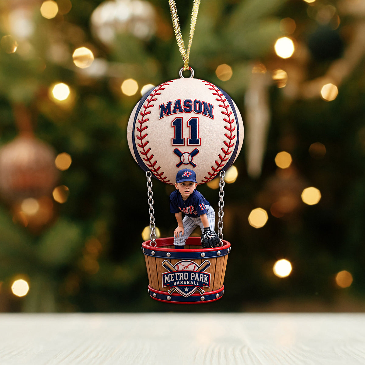Any Sport Team Photo - Personalized Baseball Ornament With Charm