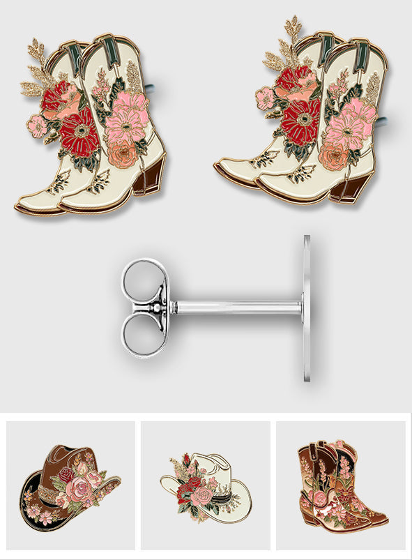 Cowgirl Chic Floral – Personalisierte Cowgirl-Ohrstecker