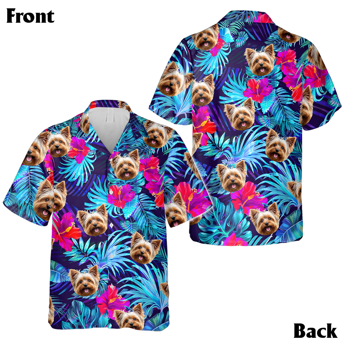 Der Strand ruft – personalisiertes Hawaiihemd und ärmelloses Kleid für Hunde
