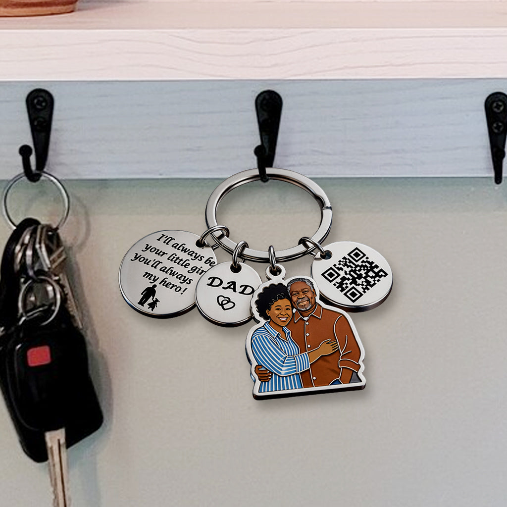 Father Gift Idea - Personalized Father Premium Keychain With Charms