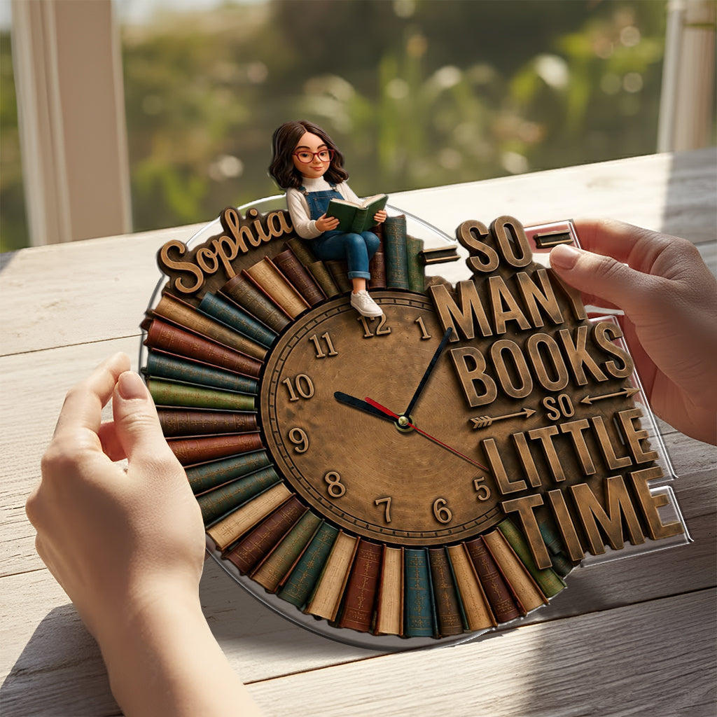 So Many Books So Little Time - Personalized Book Acrylic Wall Clock
