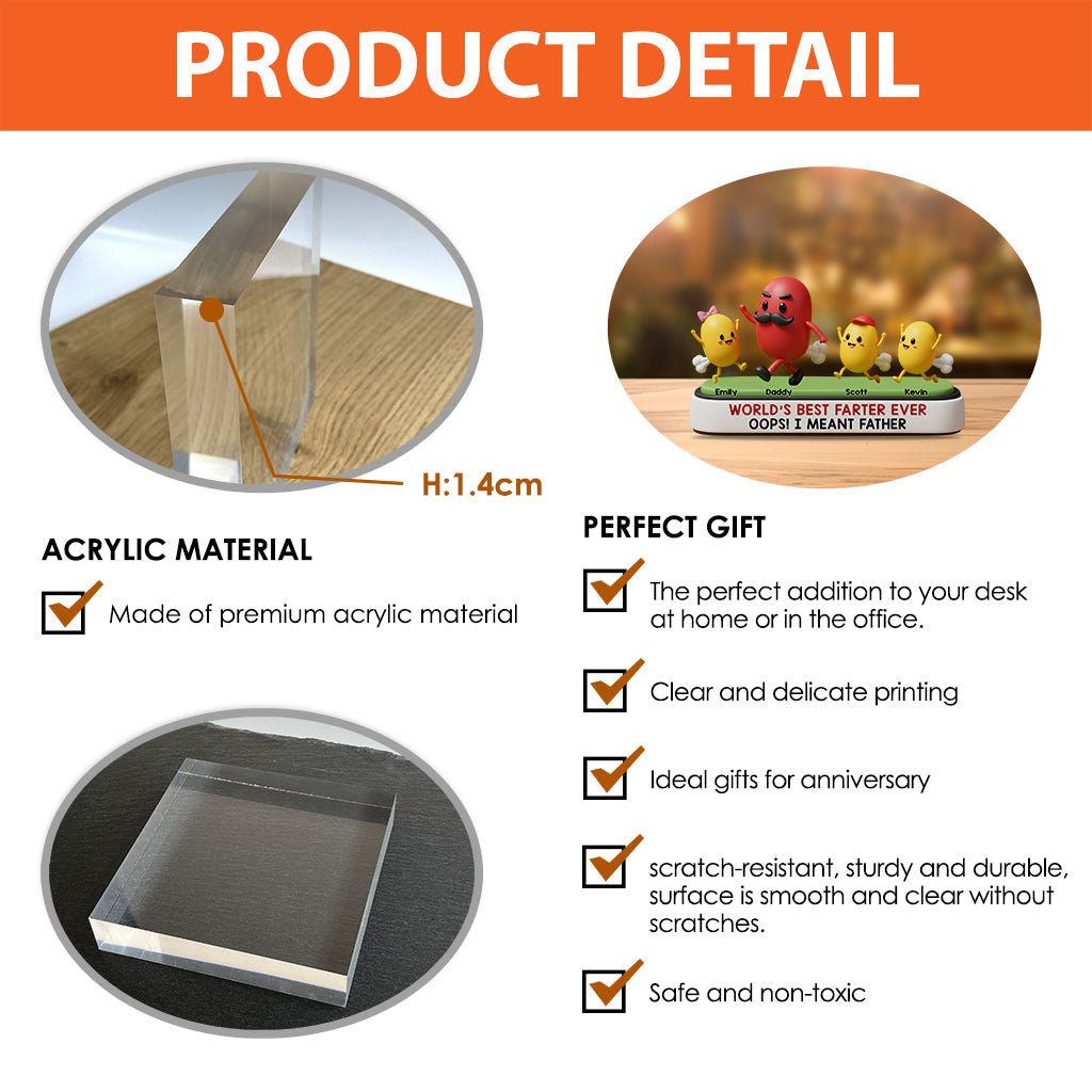 Bester Furzer aller Zeiten – Personalisierte Acrylplakette für Väter in individueller Form