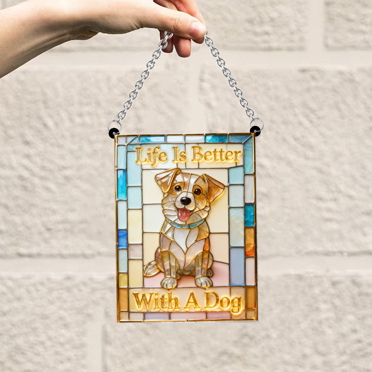 Life Is Better With A Dog - Personalized Dog Window Hanging Suncatcher Ornament