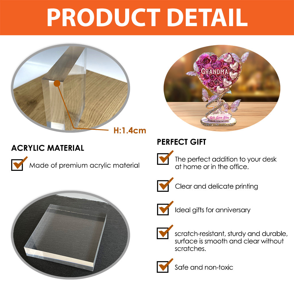 Oma-Herz – Personalisierte Acrylplakette in individueller Oma-Form