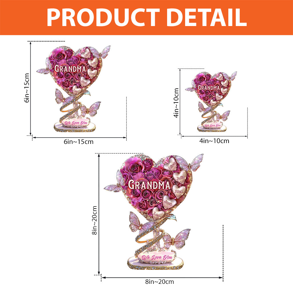 Oma-Herz – Personalisierte Acrylplakette in individueller Oma-Form