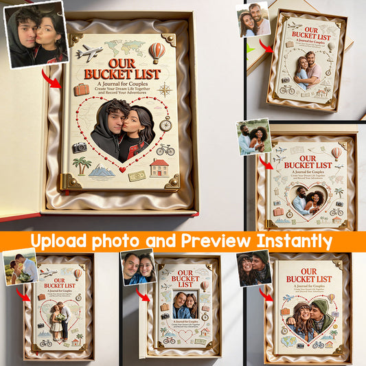 Unsere Bucket List, die Bucket List für Paare – personalisiertes Lederjournal für Paare