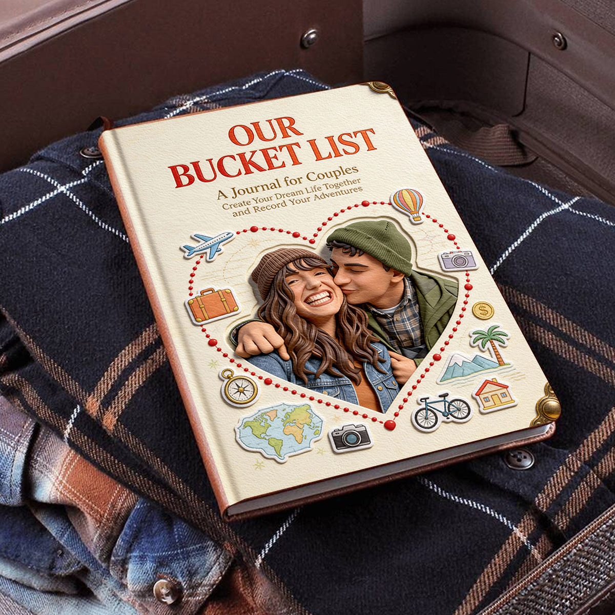 Unsere Bucket List, die Bucket List für Paare – personalisiertes Lederjournal für Paare