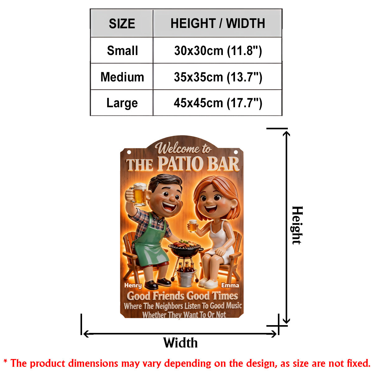 Patio Grilling Couple - Personalized Couple LED Light Acrylic Sign