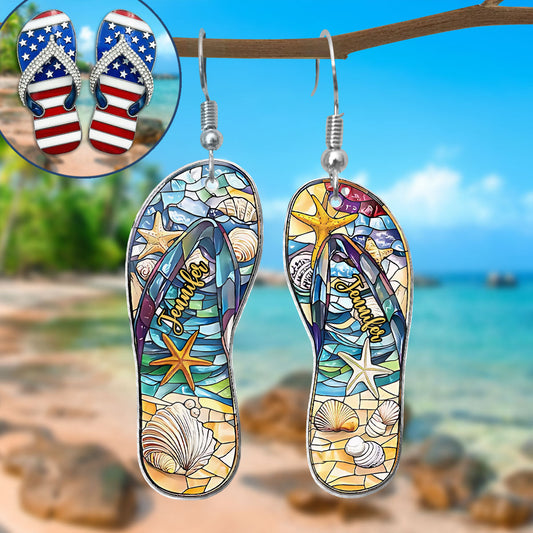 Beach Flipflops - Personalized Sea Lover Earrings