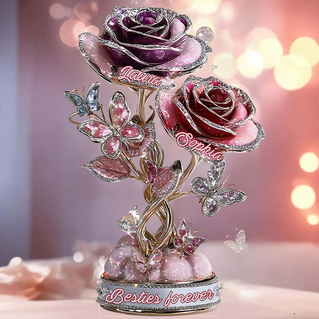 Freunde sind wie Blumen im Garten des Lebens – Beste Freunde für immer – Personalisierte Acrylplakette in individueller Form für beste Freunde