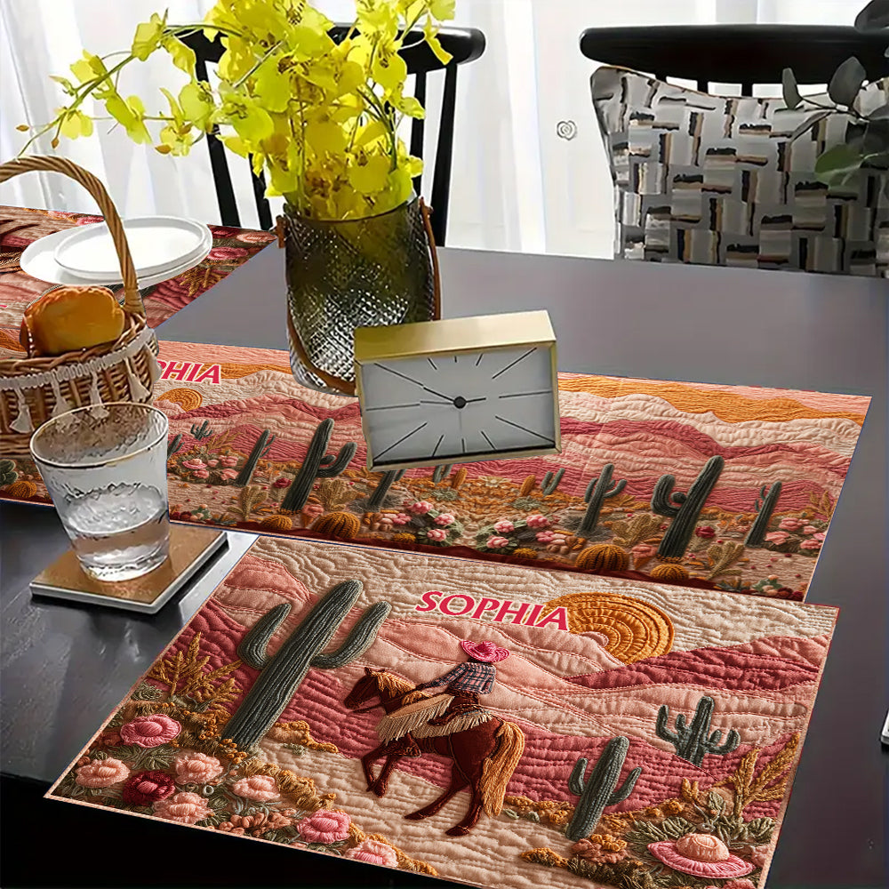 Howdy Cowgirl – Personalisierter Tischläufer und Platzset im Cowgirl-Stil
