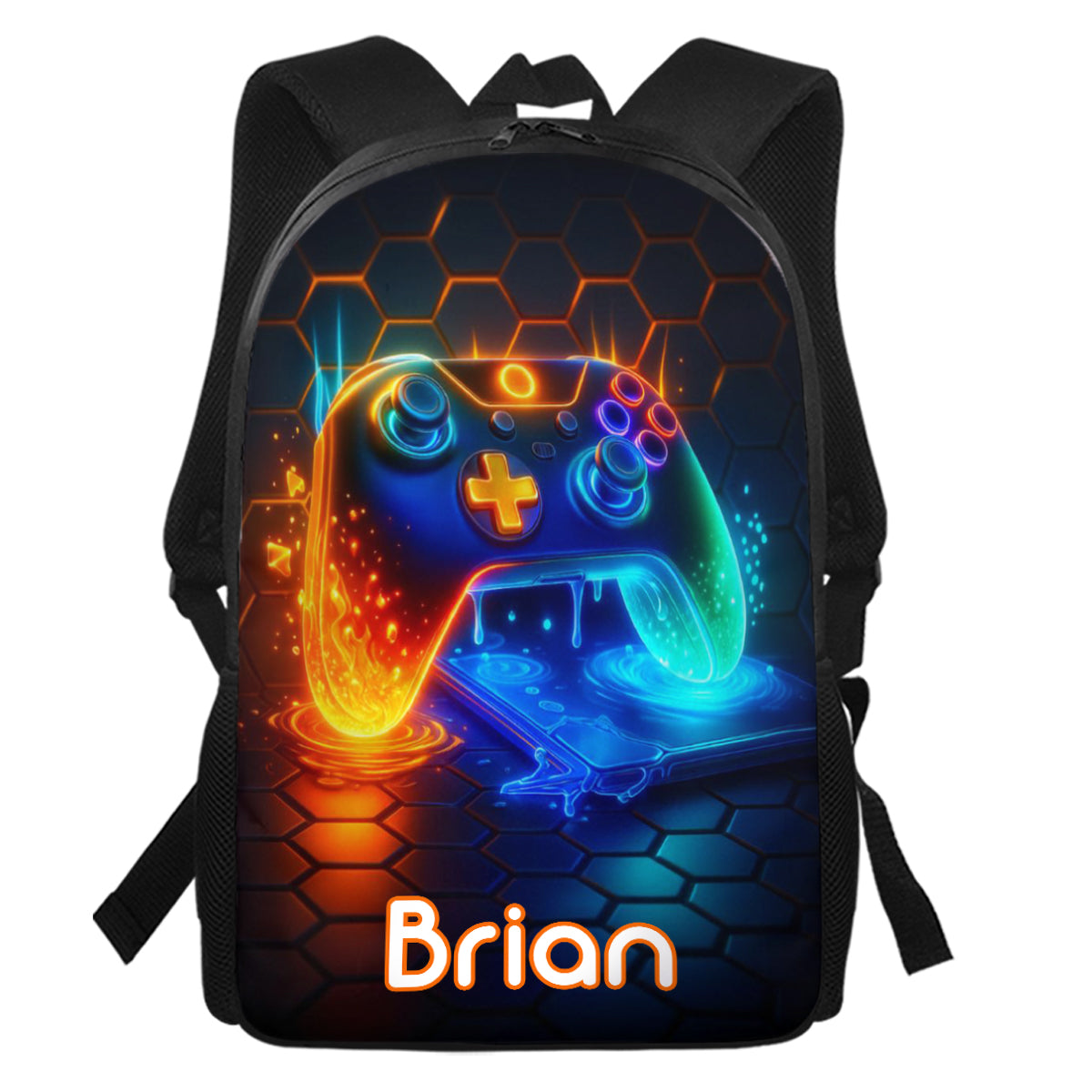 Gaming-Griff – Dreiteiliges Schultaschen-Set für Jungen mit großem Fassungsvermögen – Personalisierter Kinderrucksack, Lunchtasche, Federmäppchen