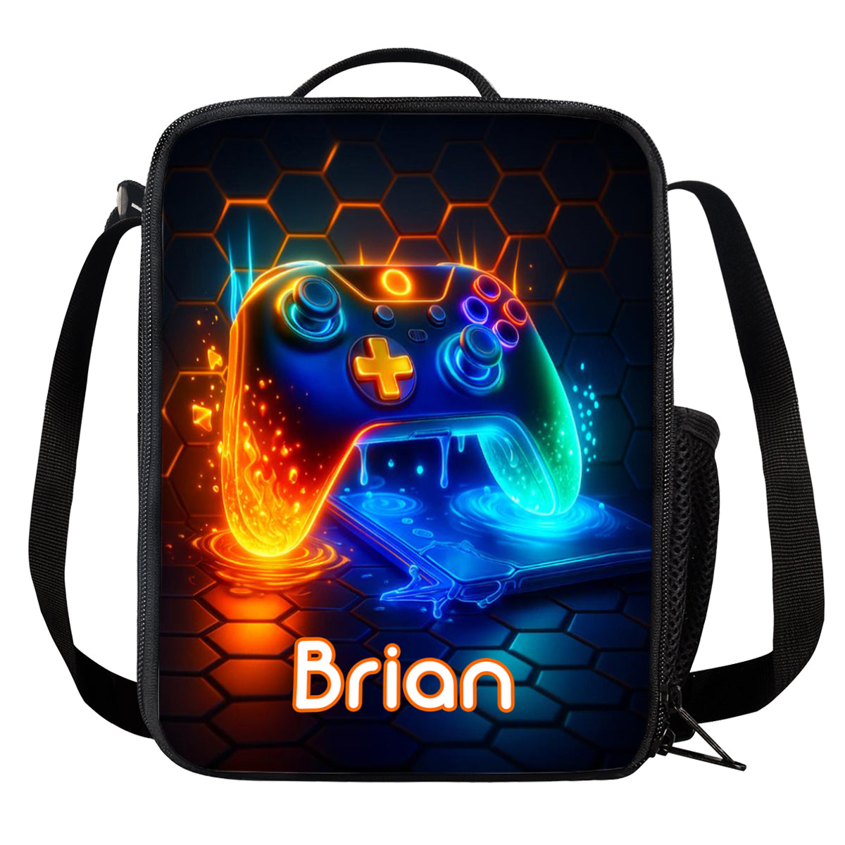 Gaming-Griff – Dreiteiliges Schultaschen-Set für Jungen mit großem Fassungsvermögen – Personalisierter Kinderrucksack, Lunchtasche, Federmäppchen