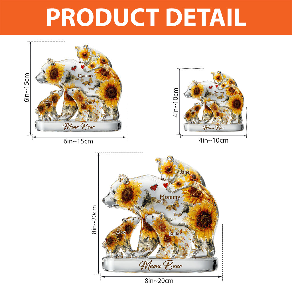 Mama Bär – Personalisierte Acrylplakette in individueller Form für die Mutter