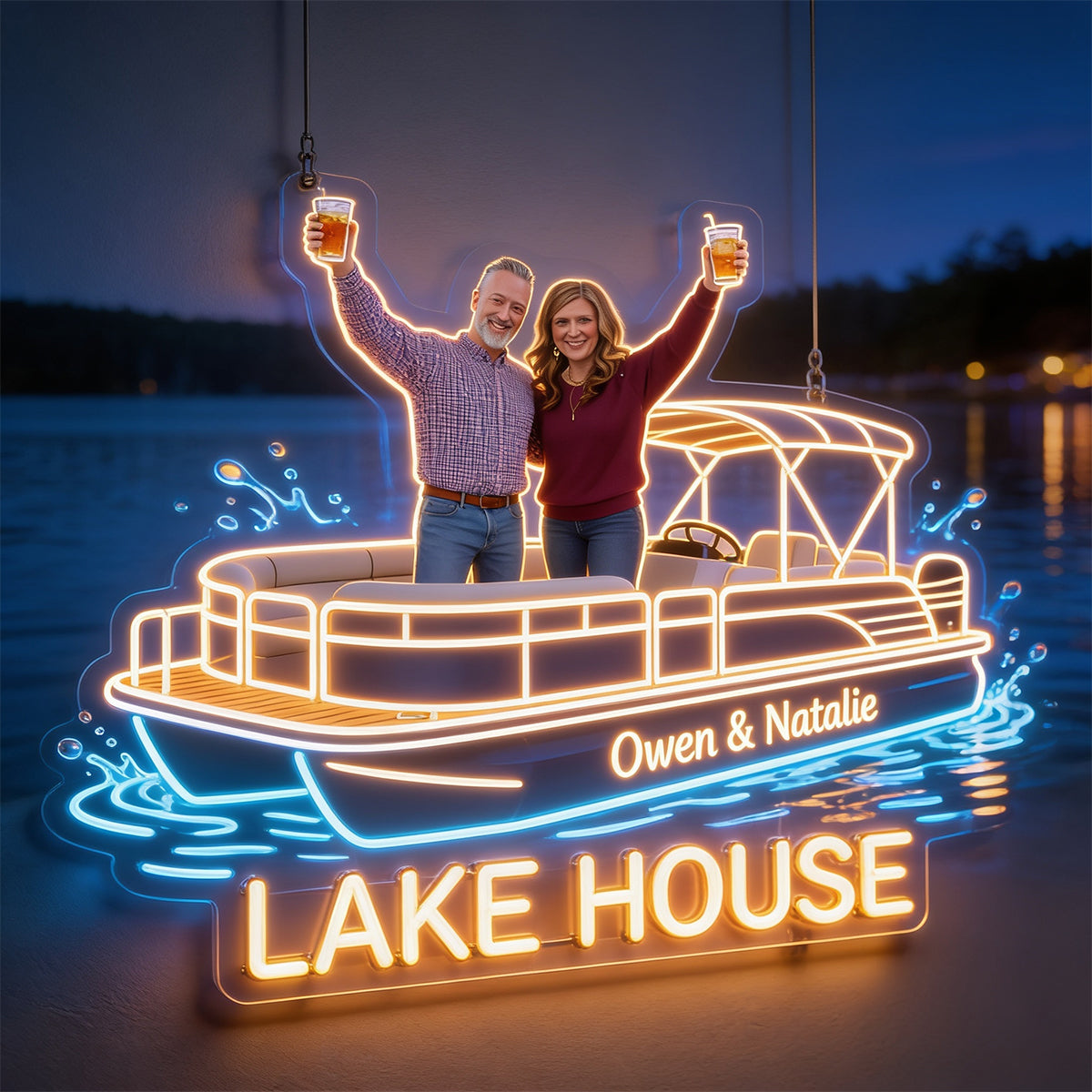 Our Lake House - Personalized Pontoon Neon LED Light Sign