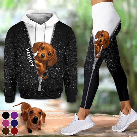 Niedliches Haustier schaut hervor – personalisierter Haustier-Hoodie und Leggings