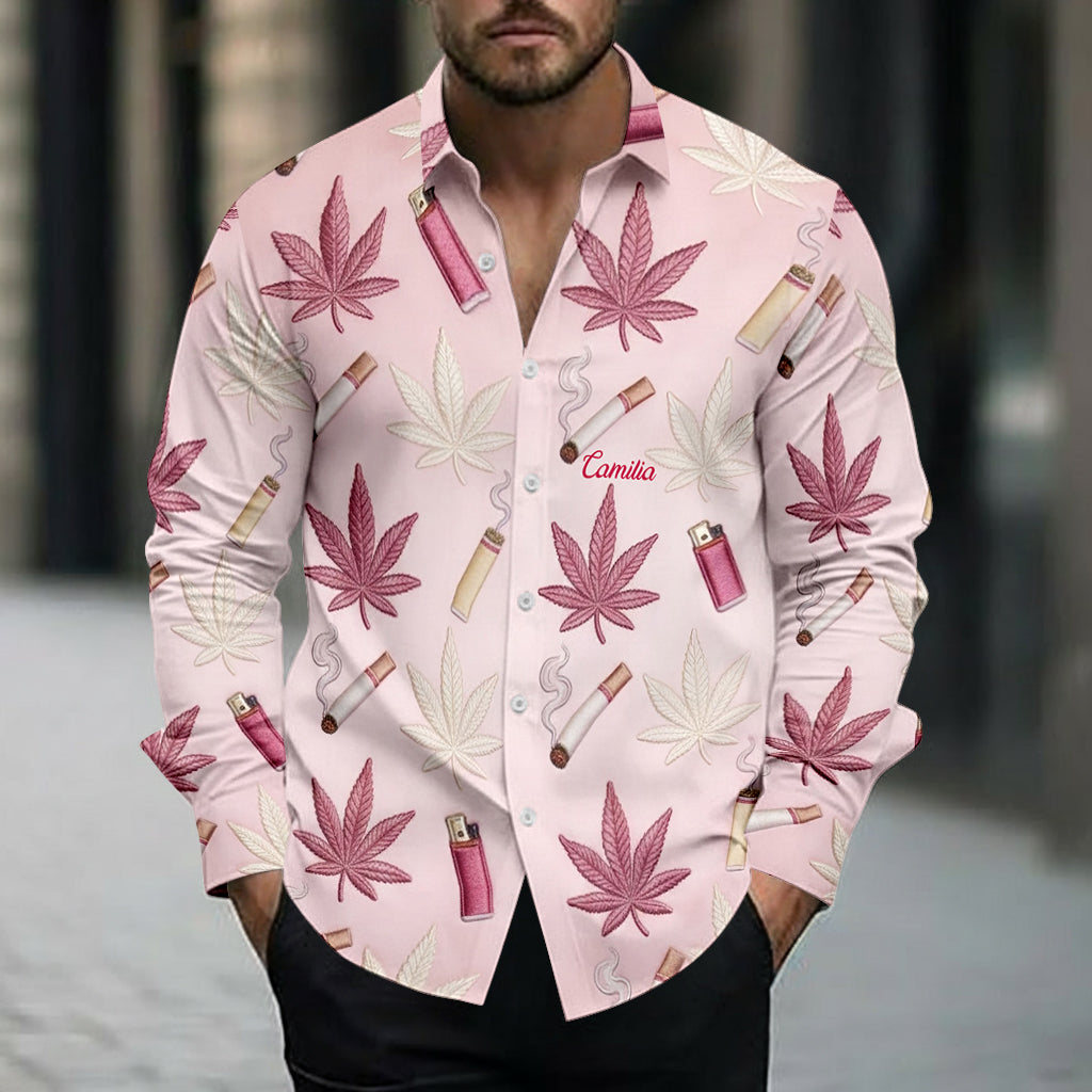 Green Magic Leaf - Personalized Weed Button-Up Shirt