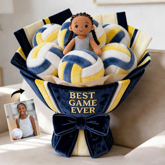 Love Volleyball Plush Bouquet - Personalized Volleyball Premium Faux Fur Pillow