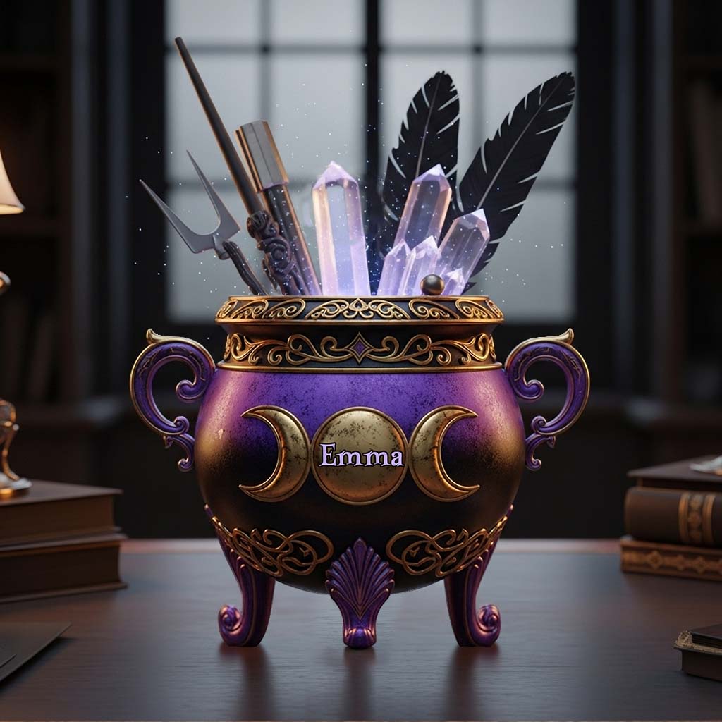 Hexenkessel – Personalisierter Hexen-Stifthalter aus Holz