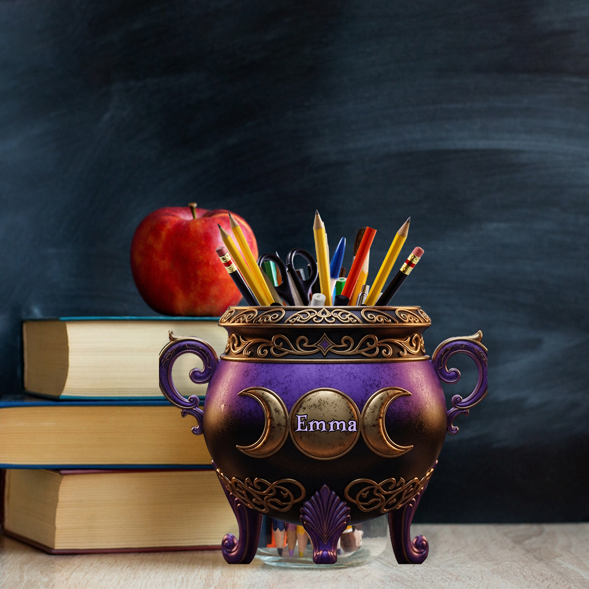 Hexenkessel – Personalisierter Hexen-Stifthalter aus Holz