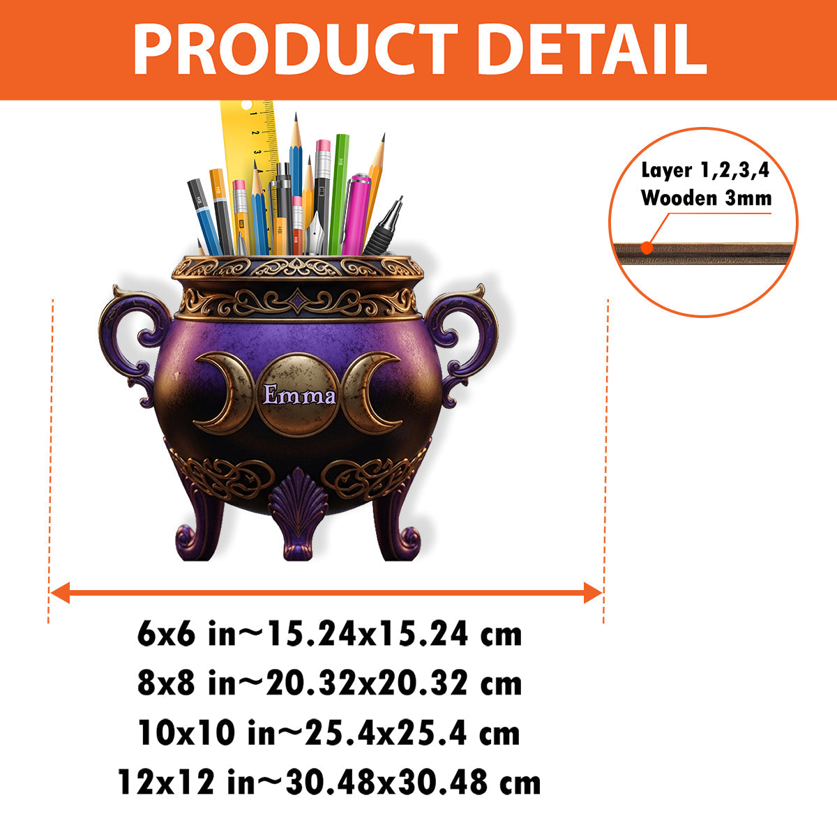 Hexenkessel – Personalisierter Hexen-Stifthalter aus Holz