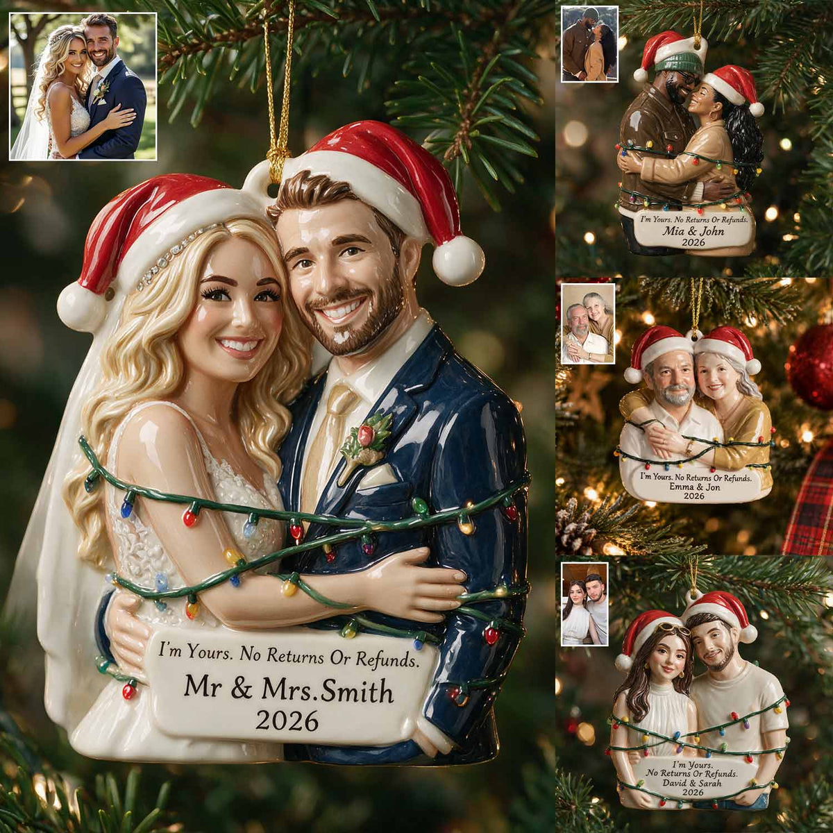 I'm Yours - Personalized Couple Custom Shape Ceramic Ornament