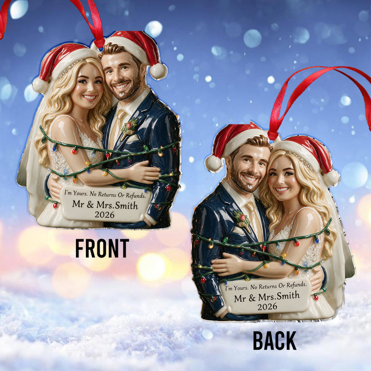 I'm Yours - Personalized Couple Custom Shape Ceramic Ornament