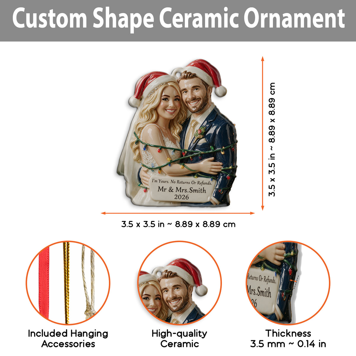 I'm Yours - Personalized Couple Custom Shape Ceramic Ornament