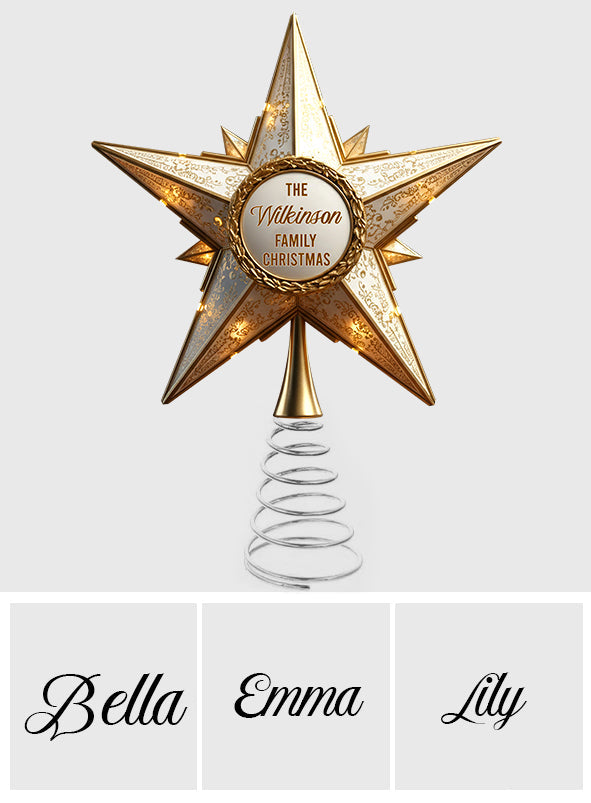 Glänzender Weihnachtsbaumstern – Personalisierter LED-Lichterbaumspitzen für die ganze Familie