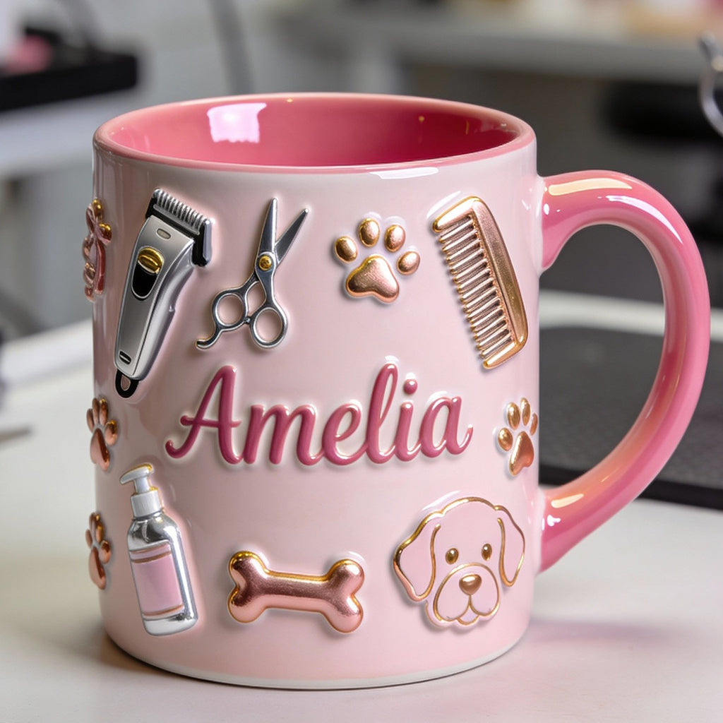Hundefriseur – Personalisierte Tasse und Untersetzer mit Hundefriseur-Motiv