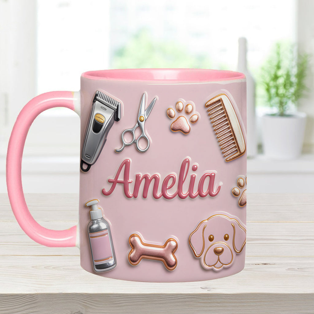 Hundefriseur – Personalisierte Tasse und Untersetzer mit Hundefriseur-Motiv