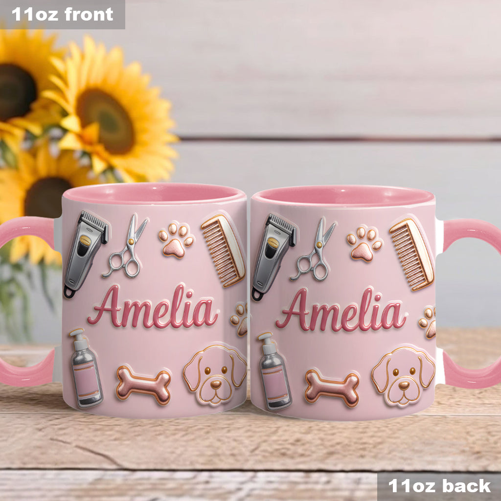 Hundefriseur – Personalisierte Tasse und Untersetzer mit Hundefriseur-Motiv
