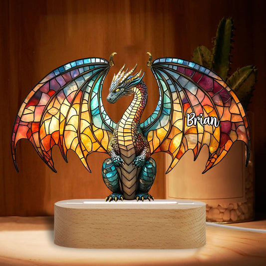 Bunter Drache – Personalisierte, drachenförmige Leuchtplatte