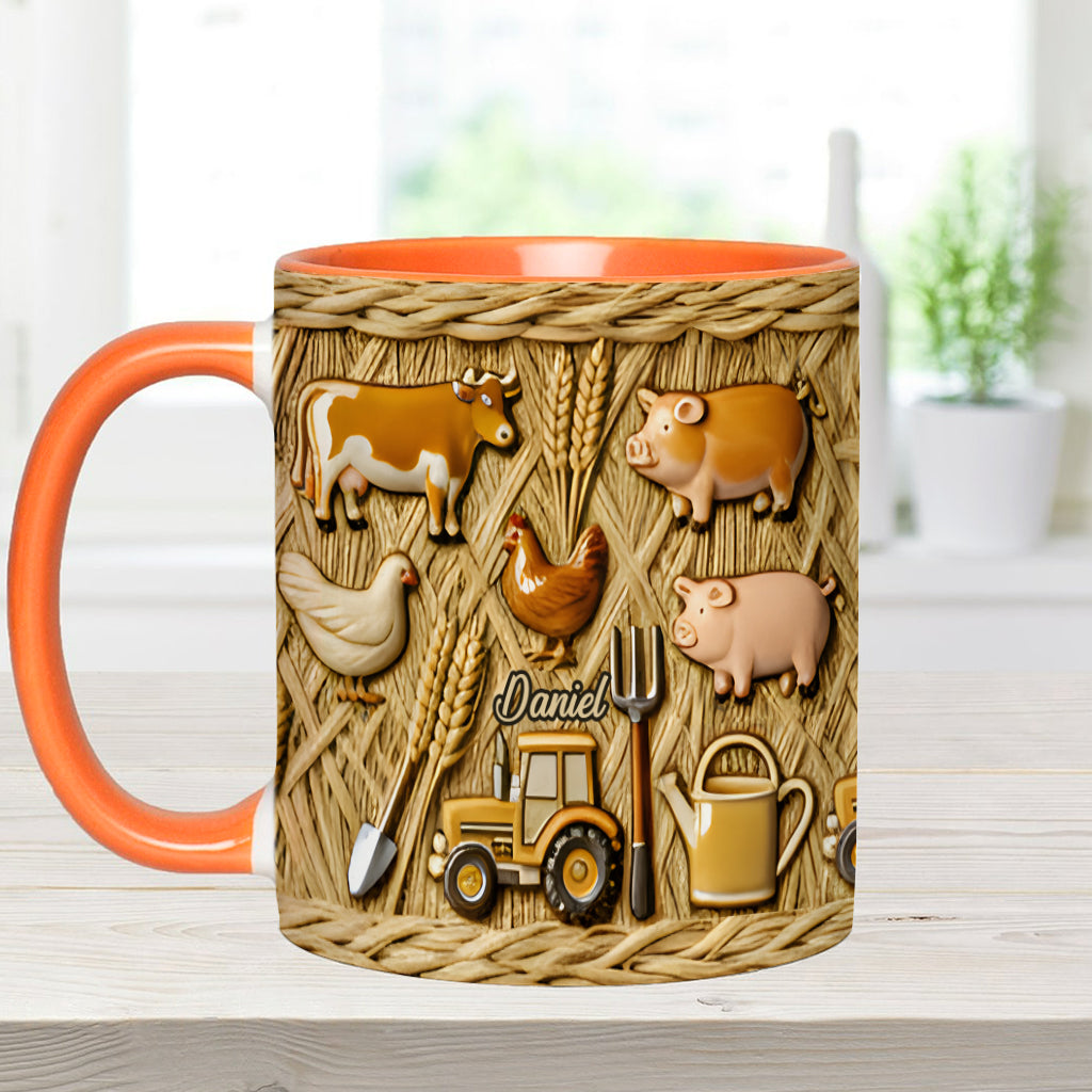 Gift For Farmers - Personalized Farmer Accent Mug