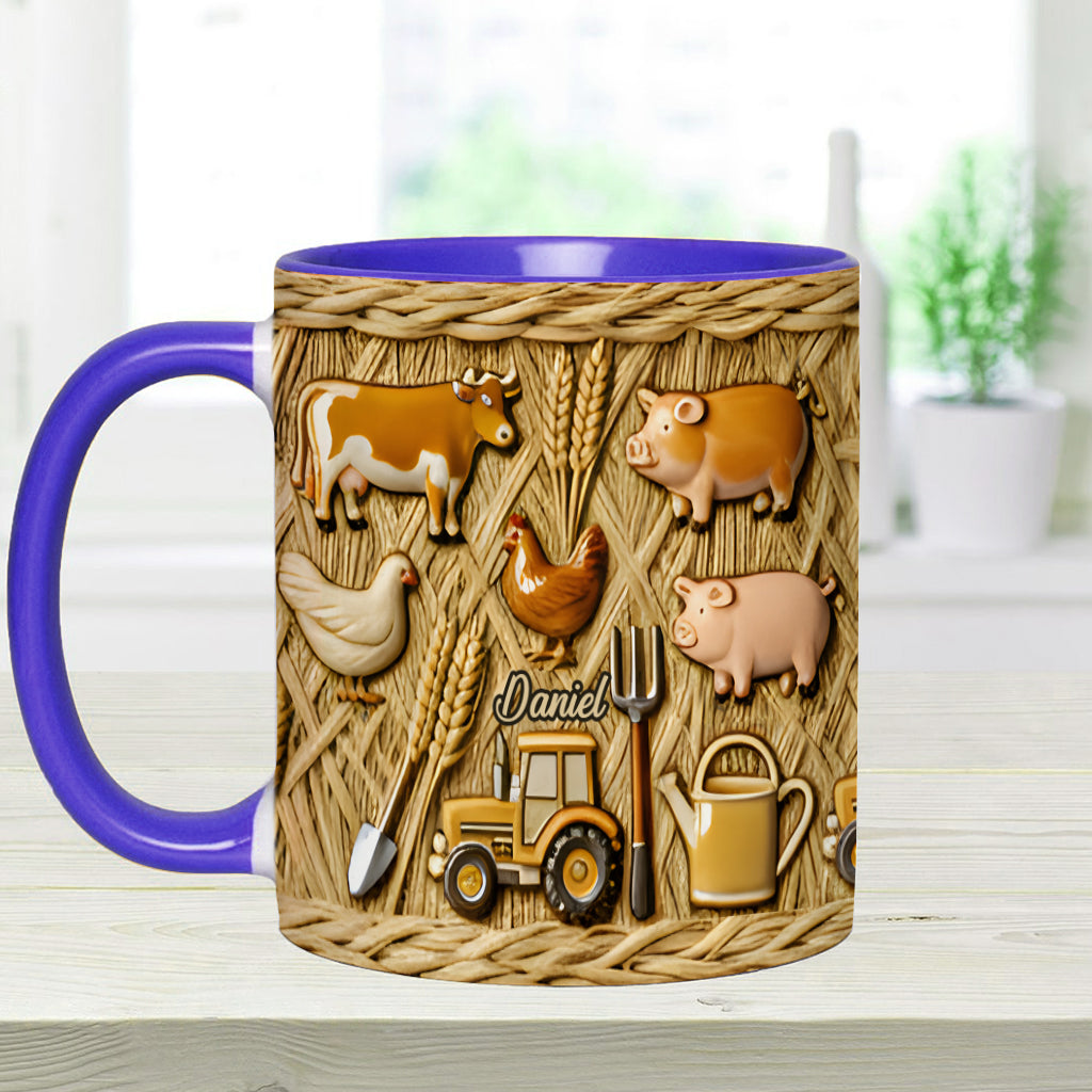 Gift For Farmers - Personalized Farmer Accent Mug