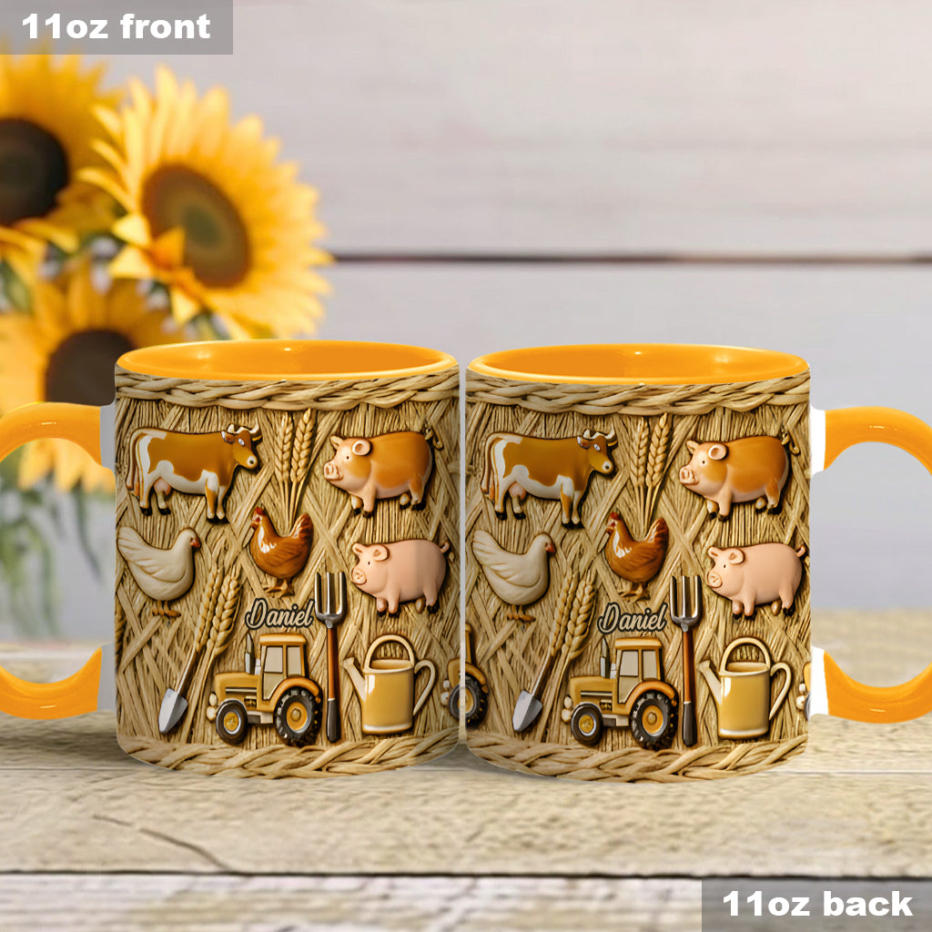 Gift For Farmers - Personalized Farmer Accent Mug
