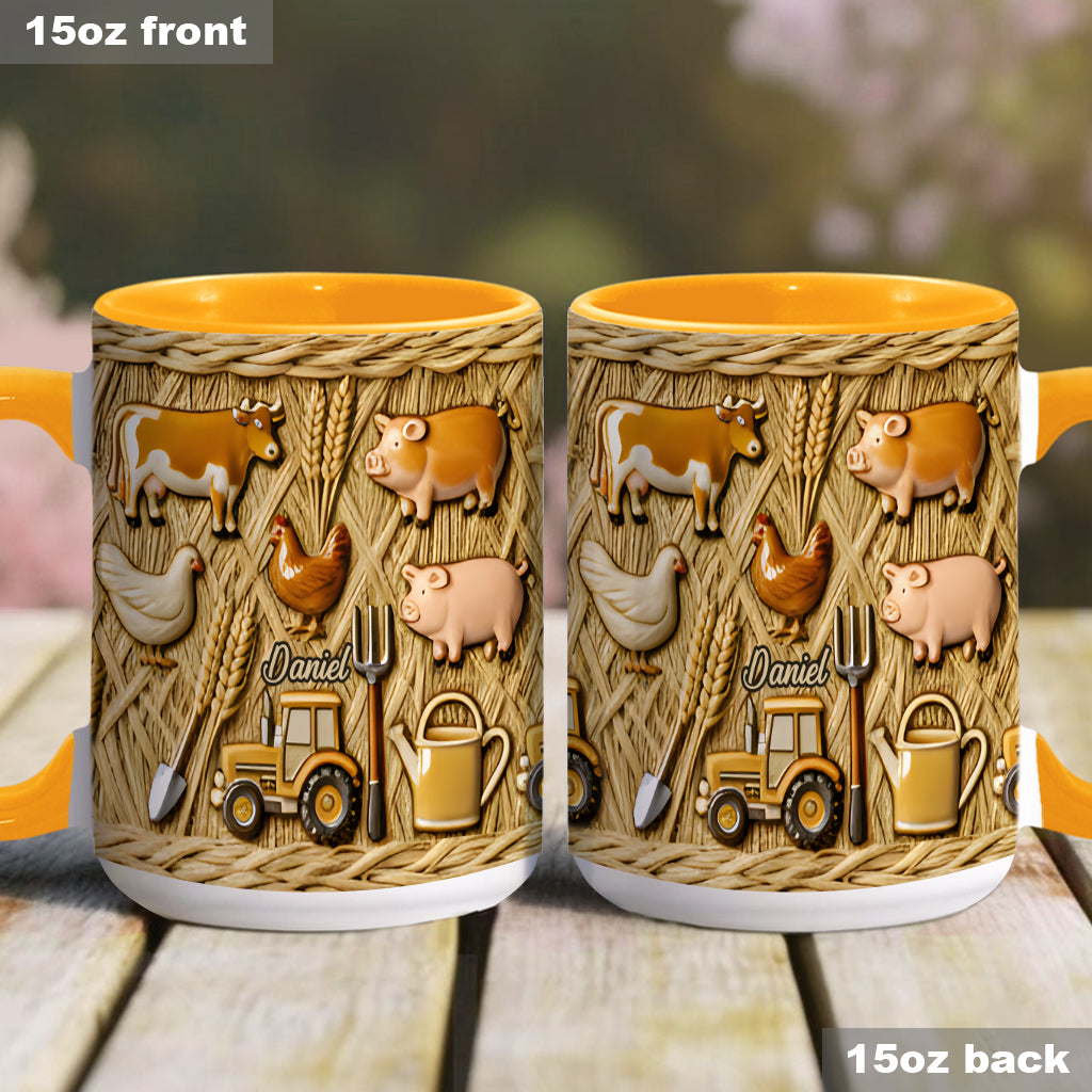 Gift For Farmers - Personalized Farmer Accent Mug