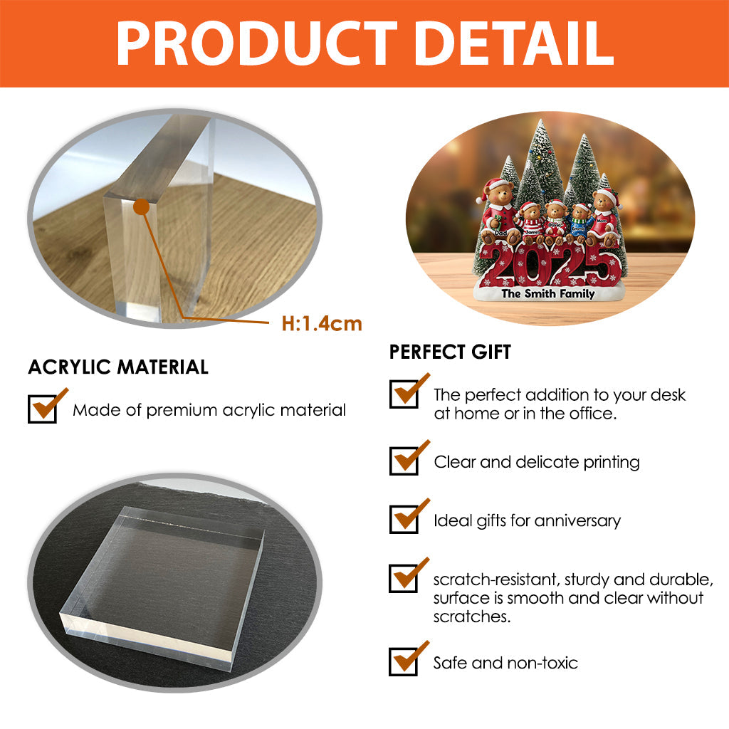 Glückliche Familie – Personalisierte Acrylplakette in individueller Familienform