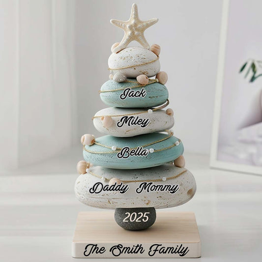 Unsere Familie, frohe Weihnachten 2025 – personalisierte Acrylplakette in individueller Familienform