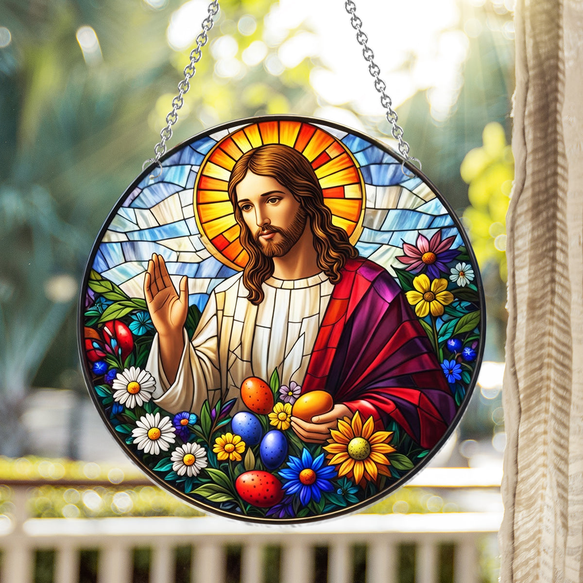 Easter Blessings - Christian Window Hanging Suncatcher Ornament