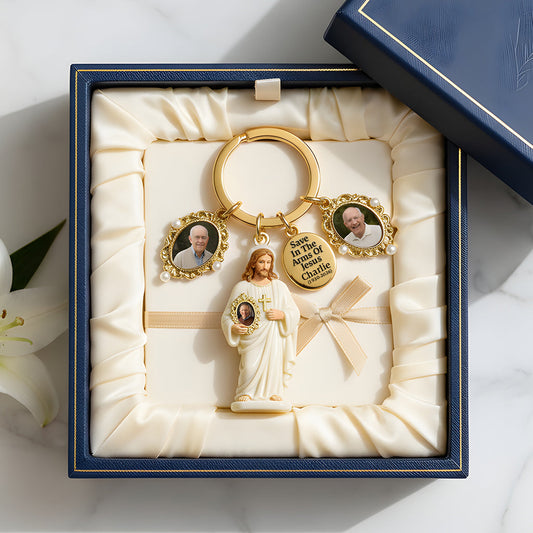 Save In The Arms Of Jesus - Personalized Memorial Keychain With Charms