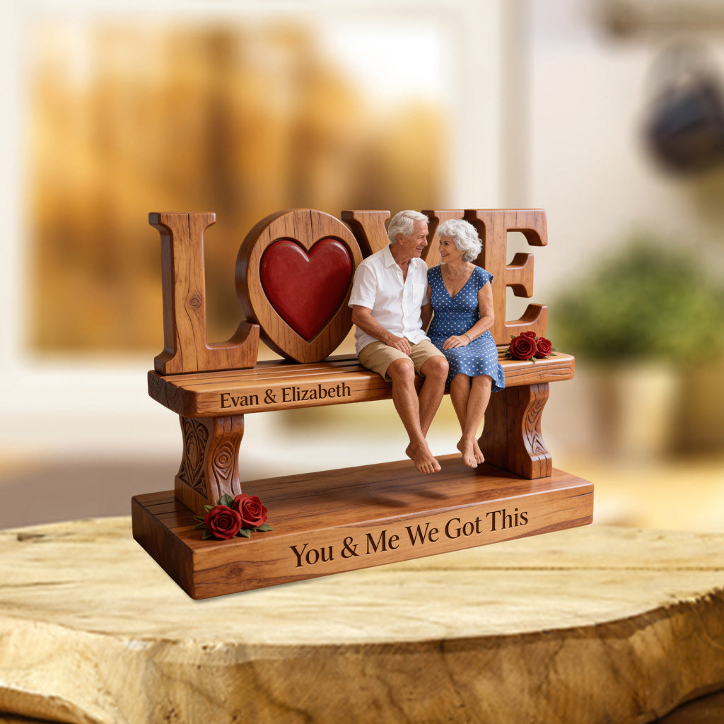 Du und ich, wir schaffen das – personalisierte Acrylplakette in individueller Form für Paare