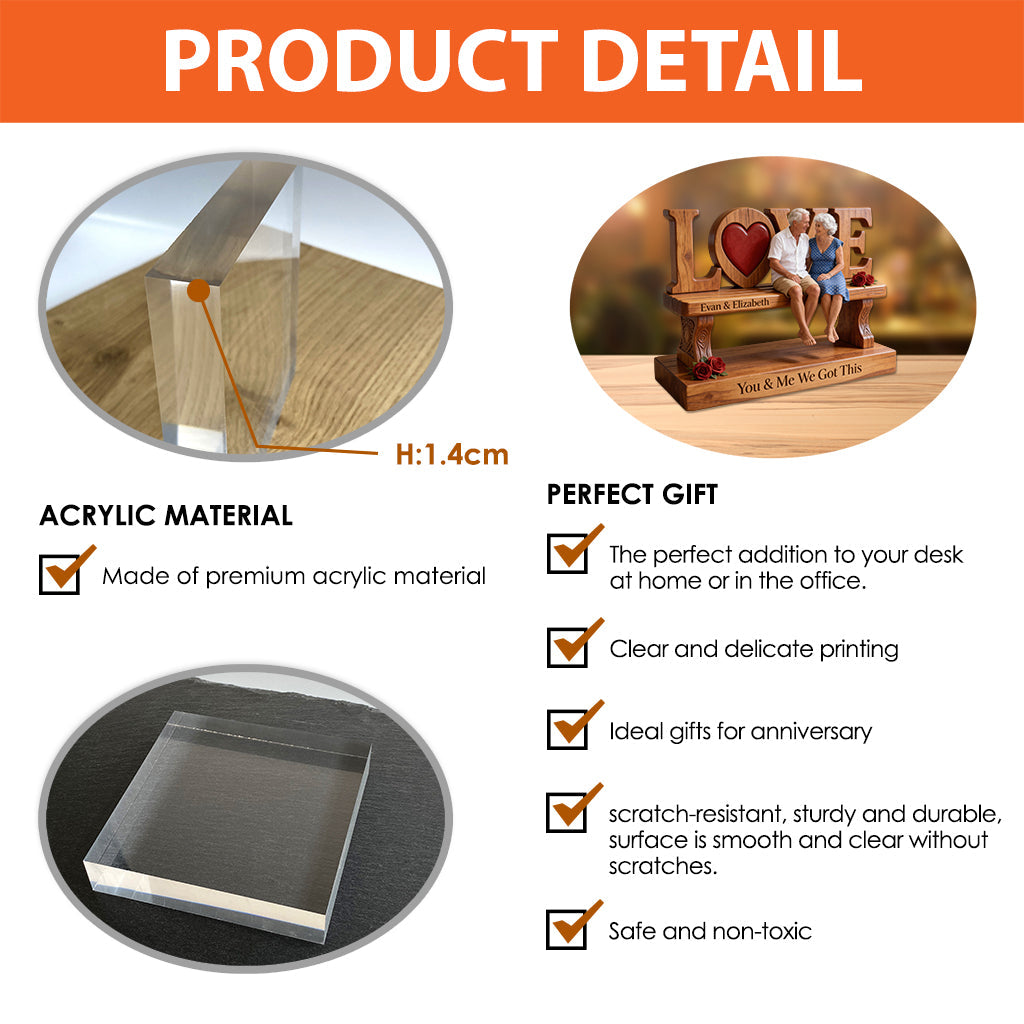 Du und ich, wir schaffen das – personalisierte Acrylplakette in individueller Form für Paare