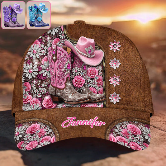 Wunderschöne Cowboystiefel – personalisierte klassische Cowgirl-Kappe