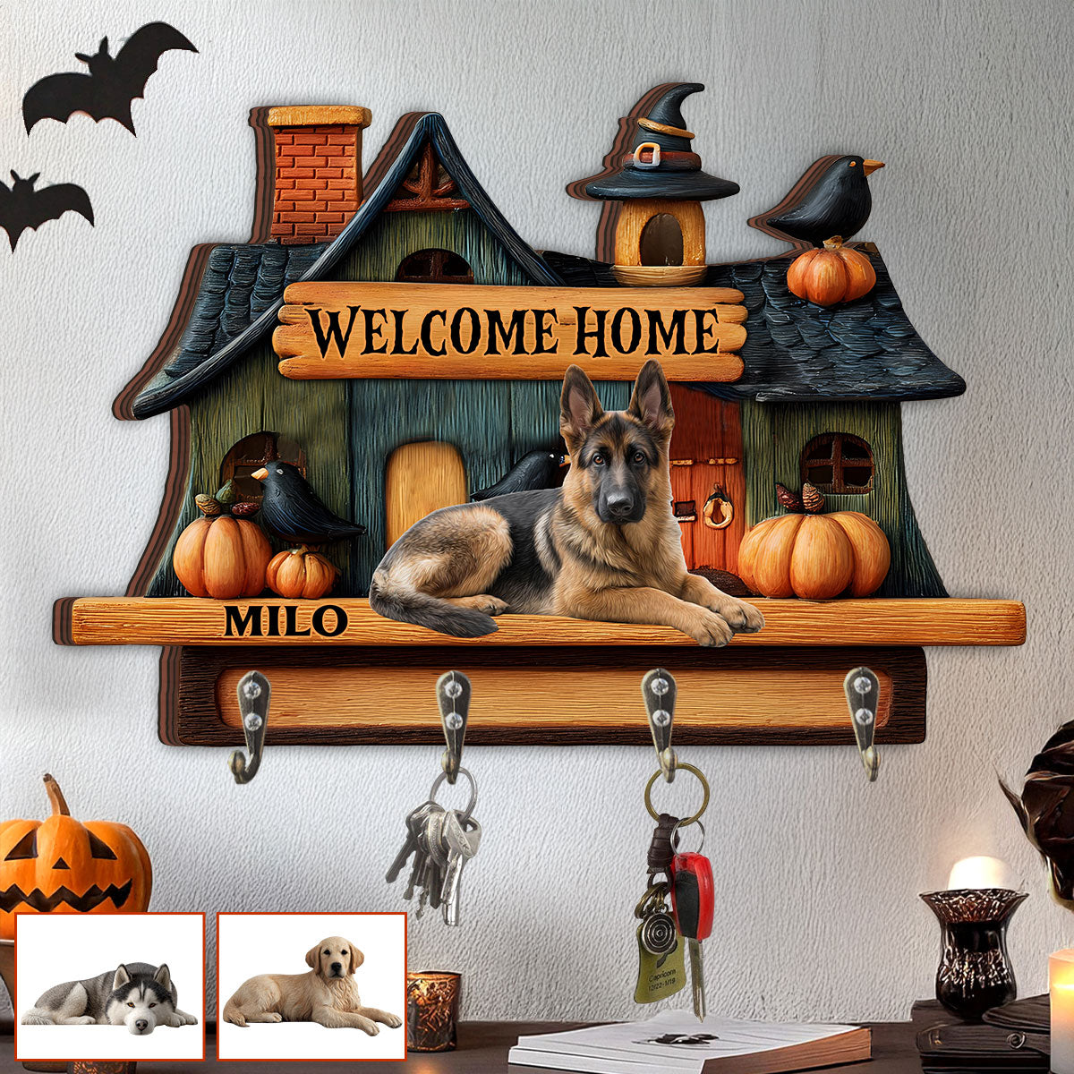 Welcome Home - Personalized Dog Custom Shaped Hanging Rack