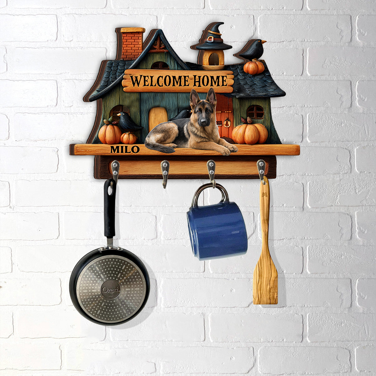 Welcome Home - Personalized Dog Custom Shaped Hanging Rack