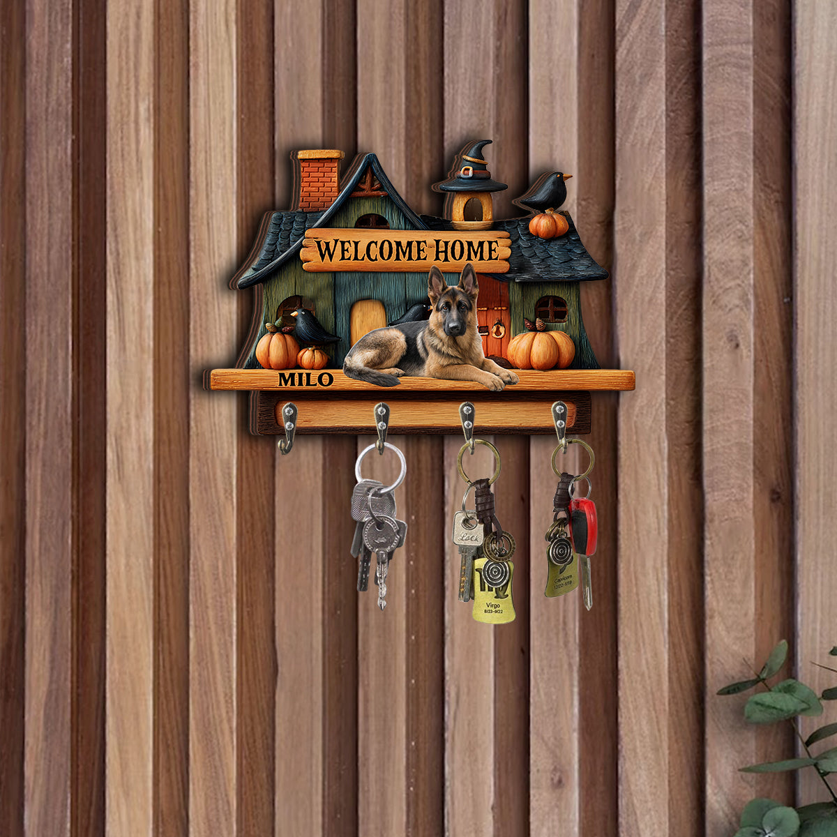 Welcome Home - Personalized Dog Custom Shaped Hanging Rack