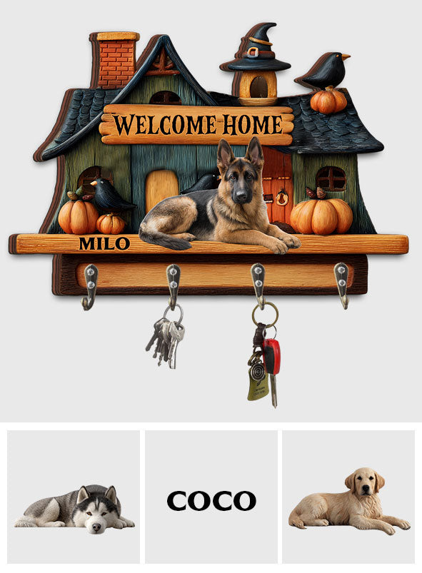 Welcome Home - Personalized Dog Custom Shaped Hanging Rack