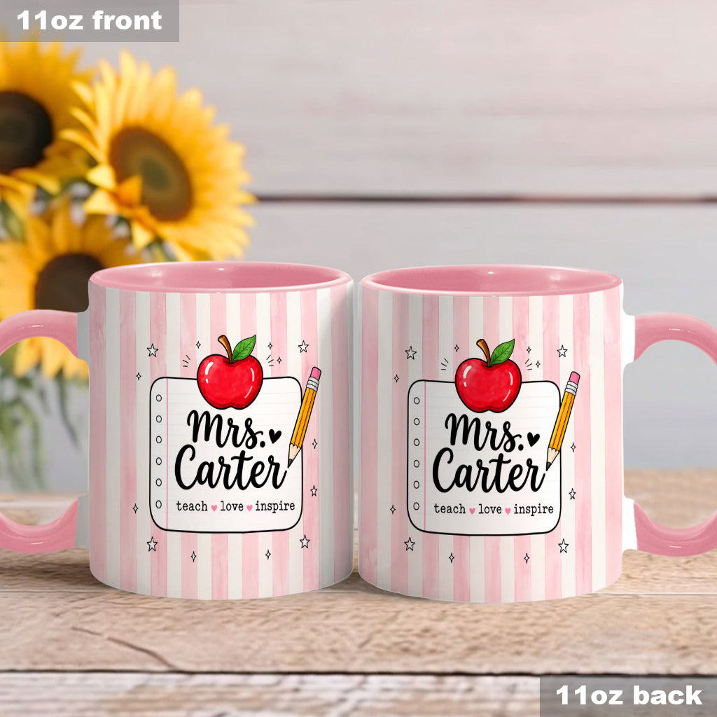 Back To School, Teacher Gift Idea - Personalized Teacher Accent Mug