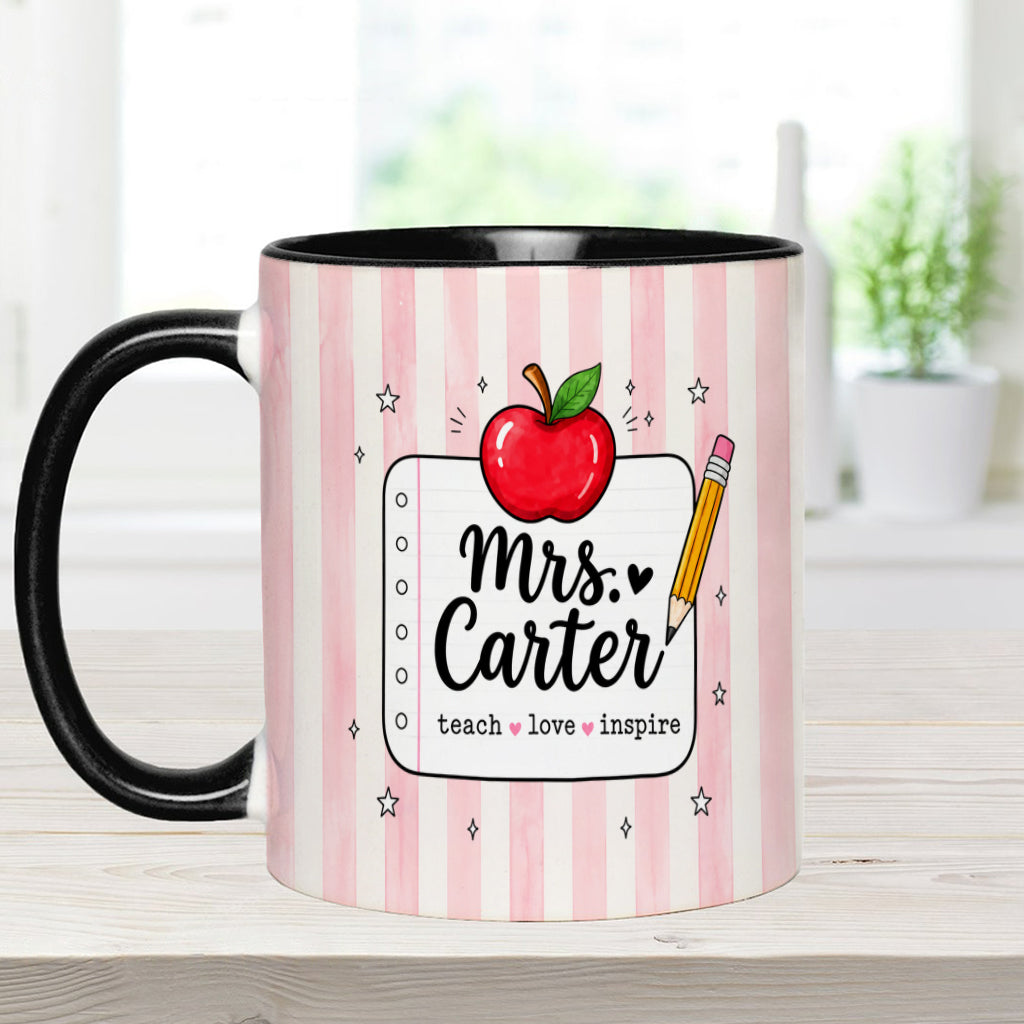 Back To School, Teacher Gift Idea - Personalized Teacher Accent Mug